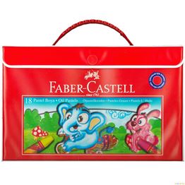 FABER CASTELL 18'Lİ PASTEL BOYA PLASTİK ÇANTALI