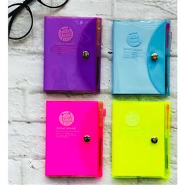 Neon Şeffaf Kılıf Kalem Hediyeli Mini Defter